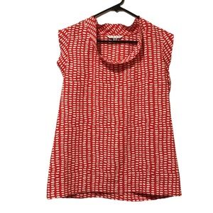 CAbi Madeline Red/White Geo Blouse